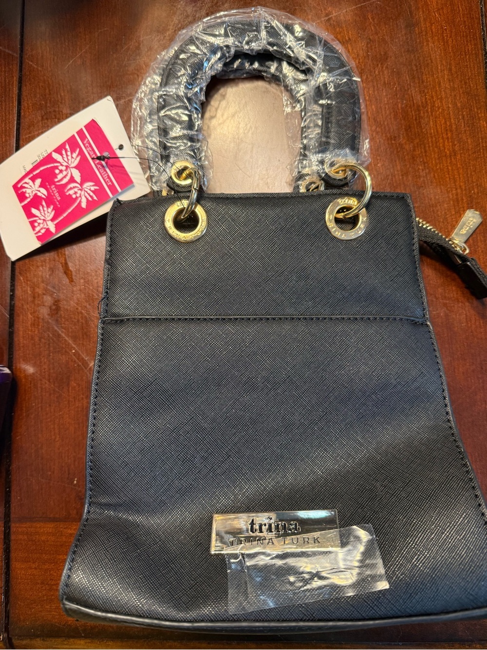 Trina Turk Black Saffiano Small Leather Tote